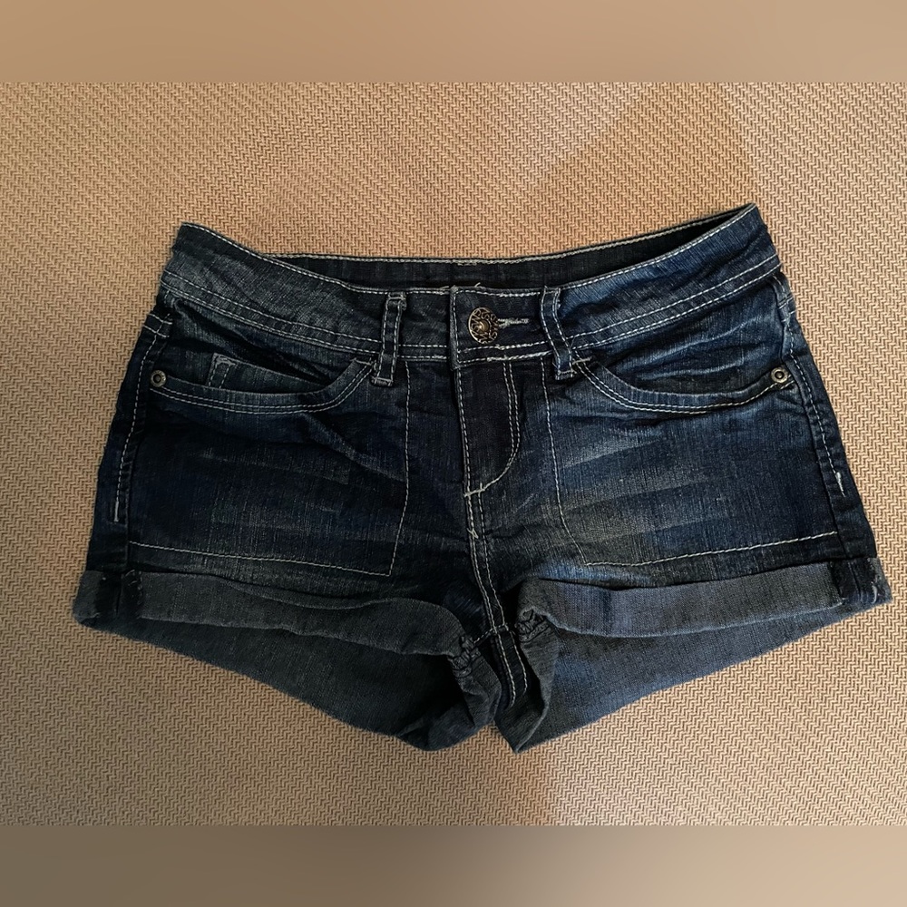 Y2K low rise distressed jean shorts